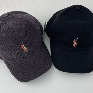 Polo by Ralph Lauren Black & Charcoal Corduroy Polo Player Baseball Caps